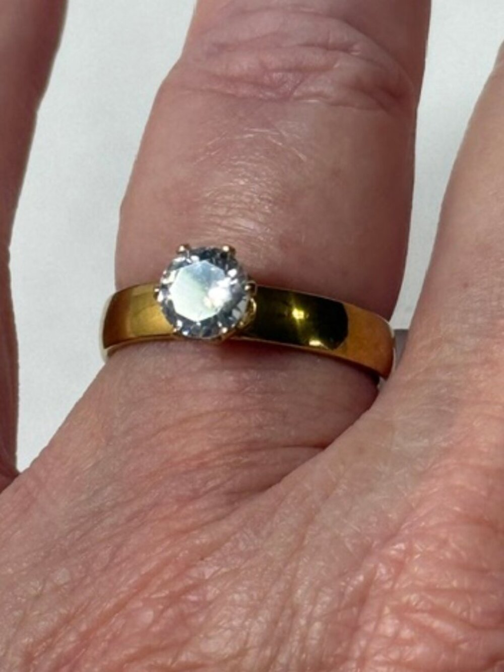 Solitaire"diamond"stainless steel ring..